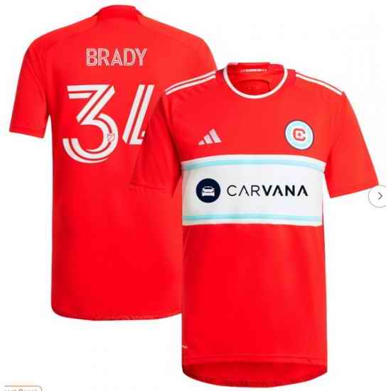 Men's Chicago Fire Chris Brady adidas Red 2024 Return To Red Replica Player Jersey